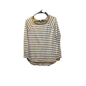 Michael Kors Striped Knit Top Size Small – Tan & White 3/4 Sleeve Pullover